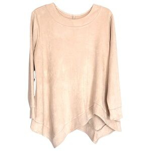 Ravel Size Small Cream Faux Suede Long Sleeve Asymmetrical Tunic